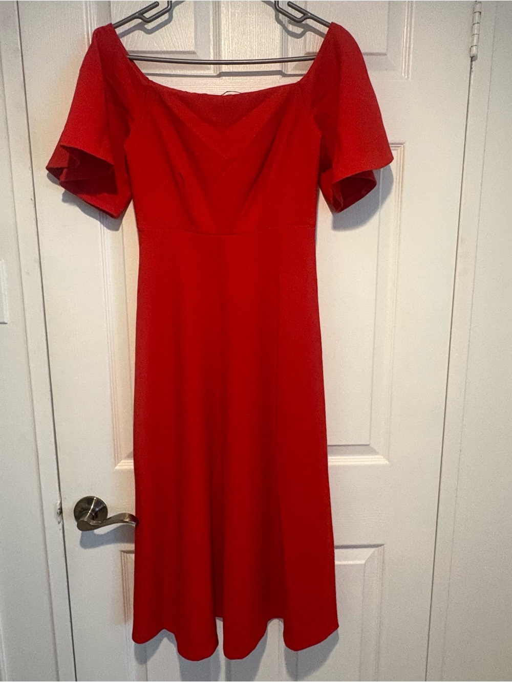 Zara Off-Shoulder Red Midi Dress - Picture 2 of 3
